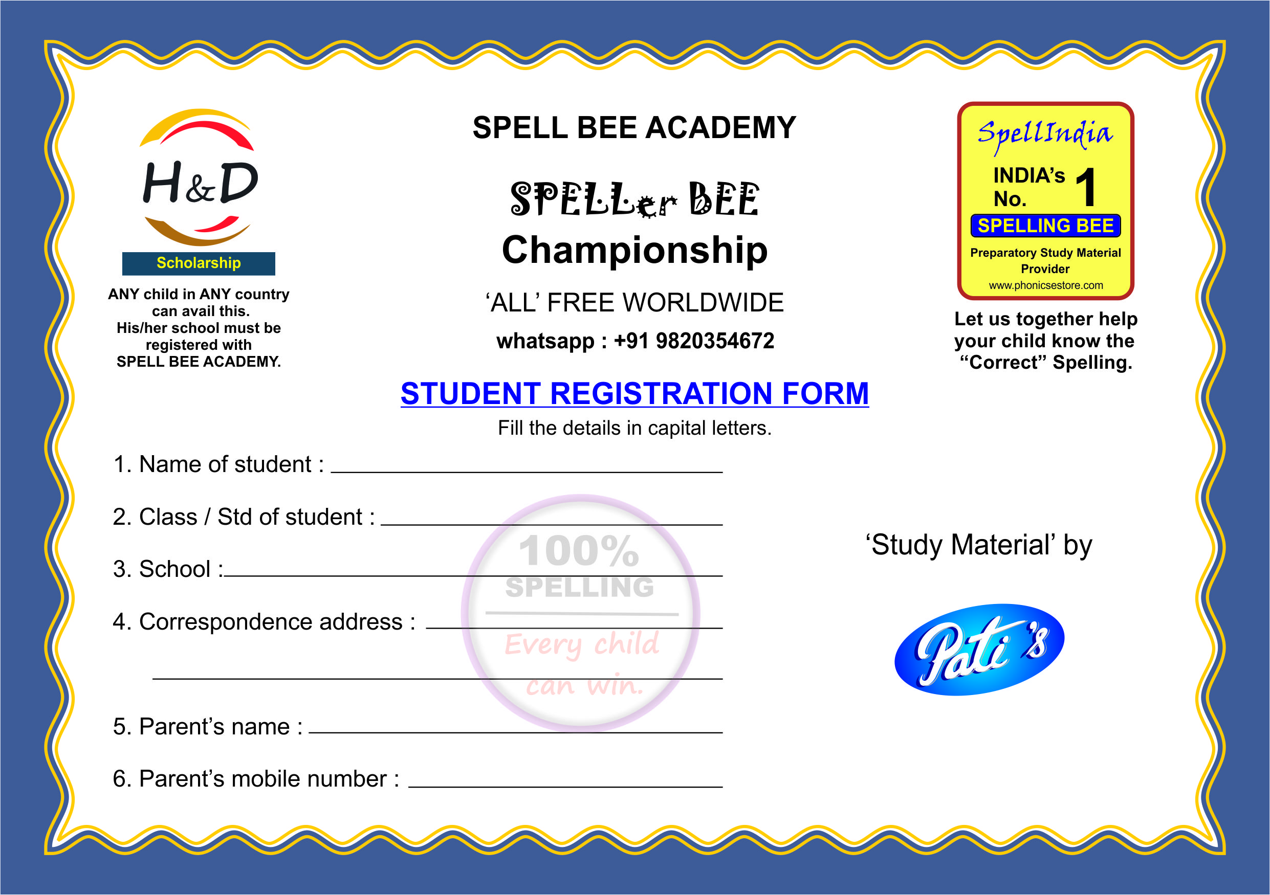 Spell Bee Spelling Exams with Words international